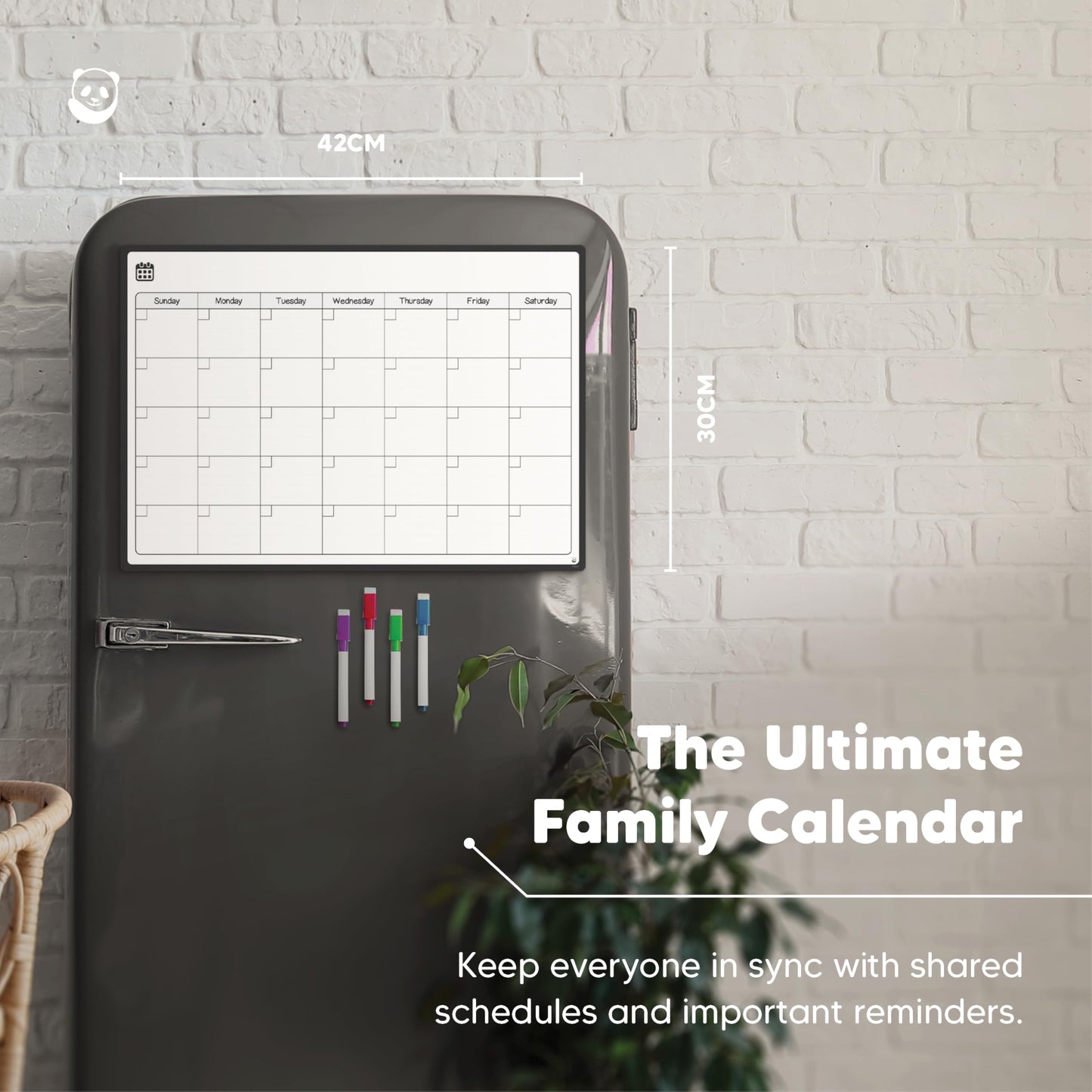 Magnetic Fridge Whiteboard Calendar by Smart Panda - Perfect Month Planner, Memo or Event Reminder for Adults and Children - Notice Board - Monthly