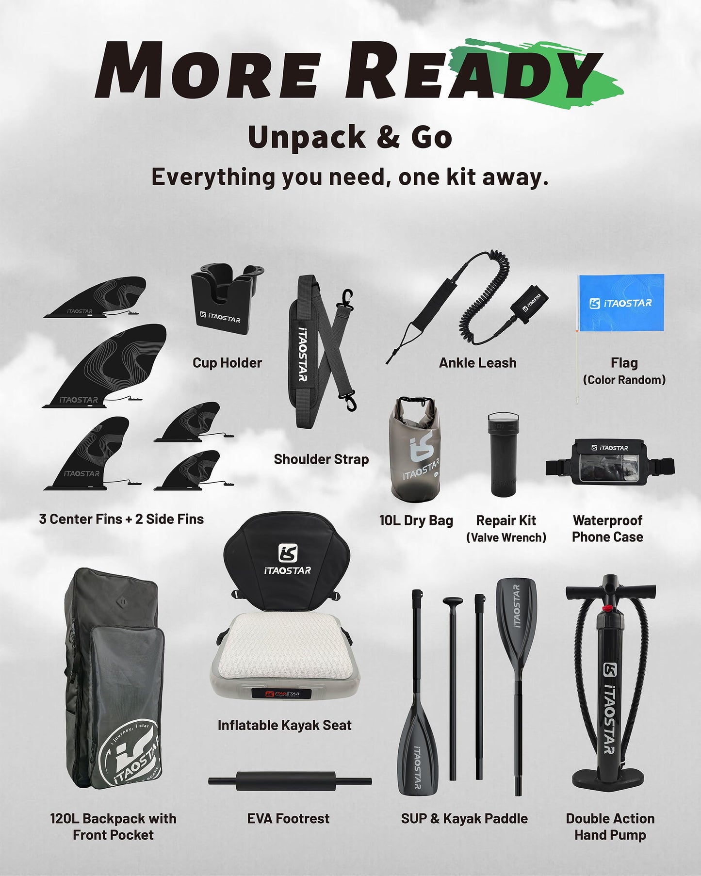 iTAOSTAR W03BP 12'x35 Inflatable Stand Up Paddle Board for Adults - Extra Wide Inflatable SUP Boards with Seat, Premium SUP Package with Full Accessories for Touring & Yoga