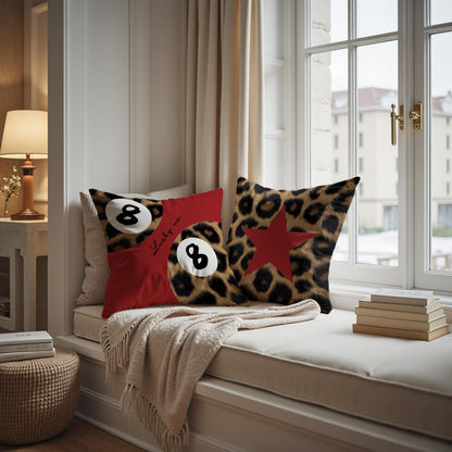DEQSX Cheetah Leopard Lover Gifts for Women,Preppy Star Lucky 8 Ball Cheetah Leopard Print Room Decor Pillow Cover 18x18 Set of 2,Coquette Preppy Pillow Covers for Girls Room Dorm Apartment Decor（03）