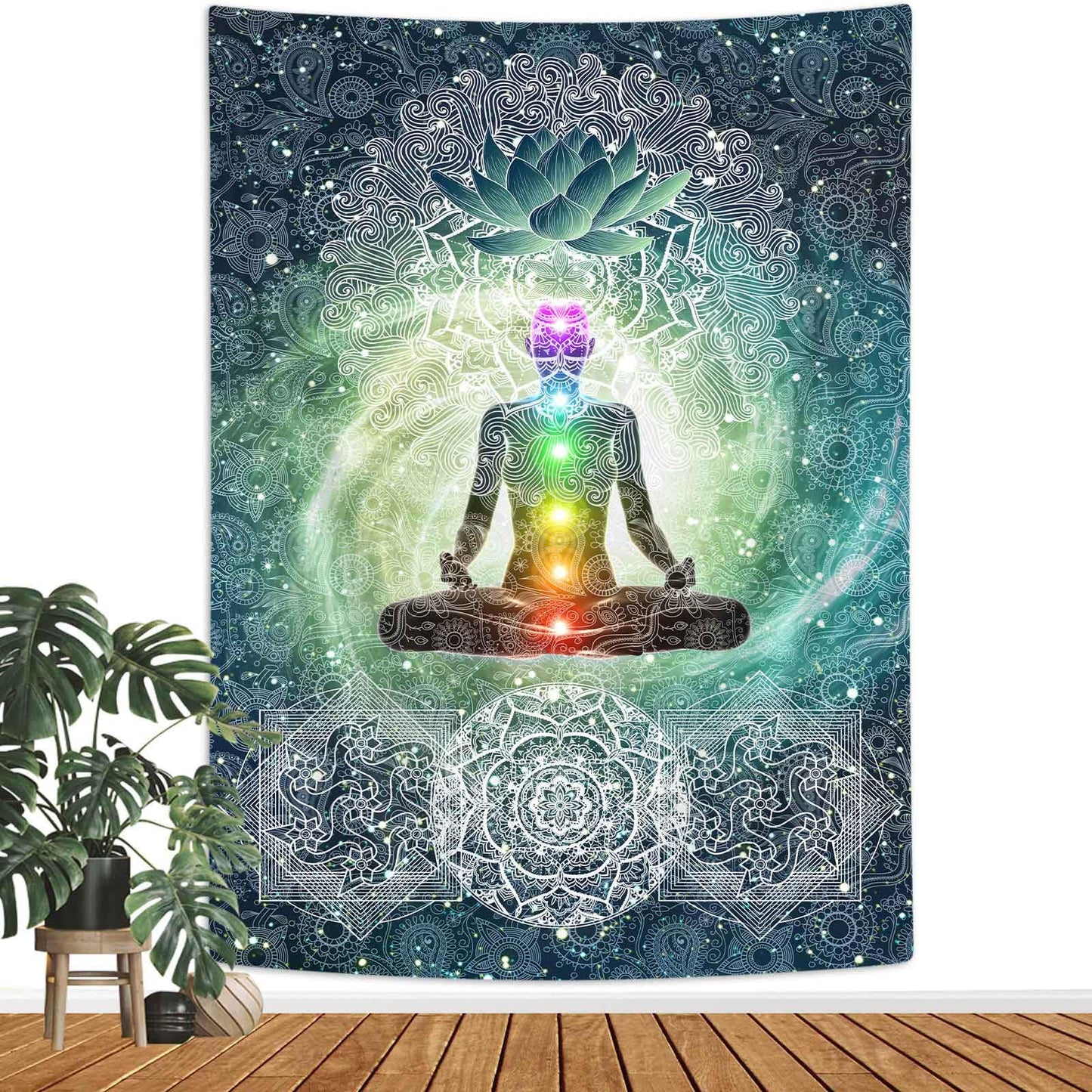 DYNH Meditation Vertical Tapestry, Yoga Decor Tapestry Wall Hanging for Bedroom, Lotus Tapestries Poster Beach Blanket College Dorm Home (40W X 60H)