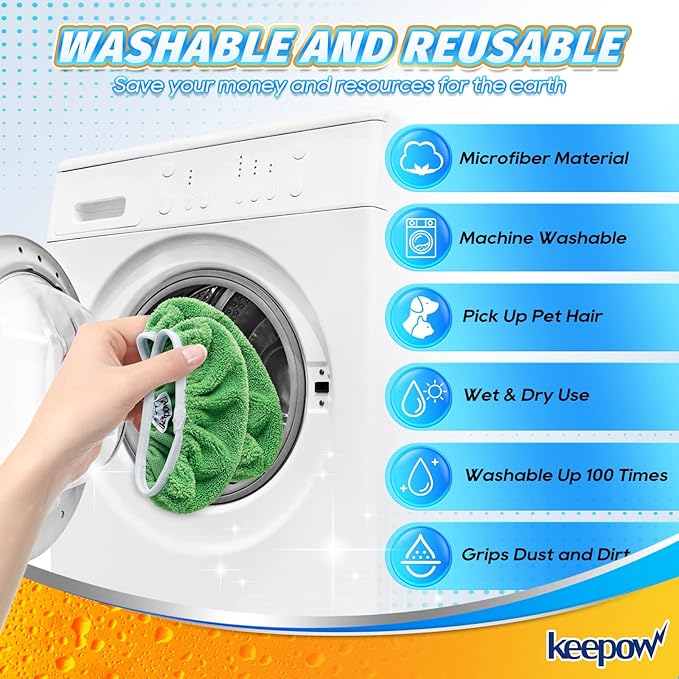 KEEPOW Reusable Microfiber Mop Pads