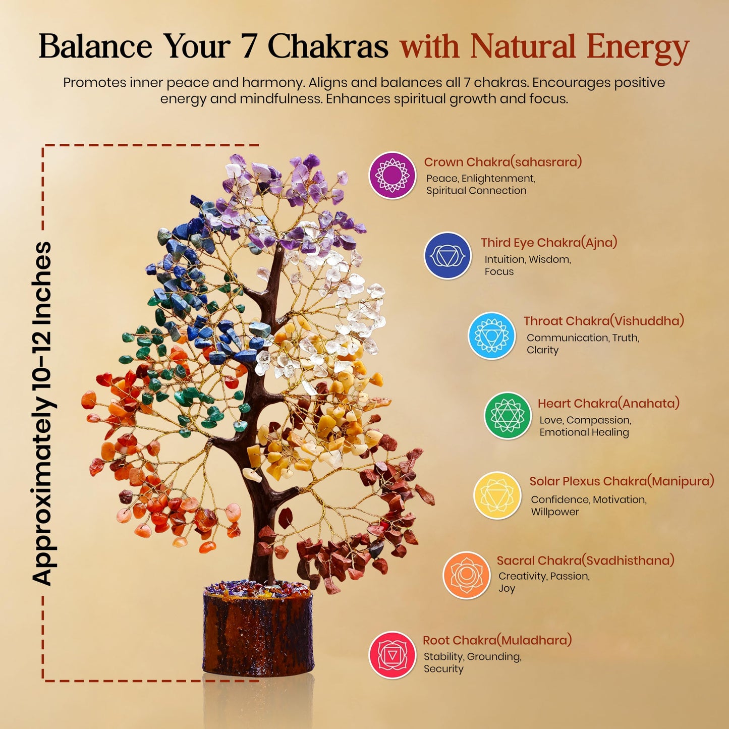 AstraVeda Crystal Tree, Tree of Life, 7 Chakra Stones, Feng Shui, Women Gifts, Healing Crystal, Gemstone, Crystals, Healing Stones, Spiritual Gifts, 300 Beads
