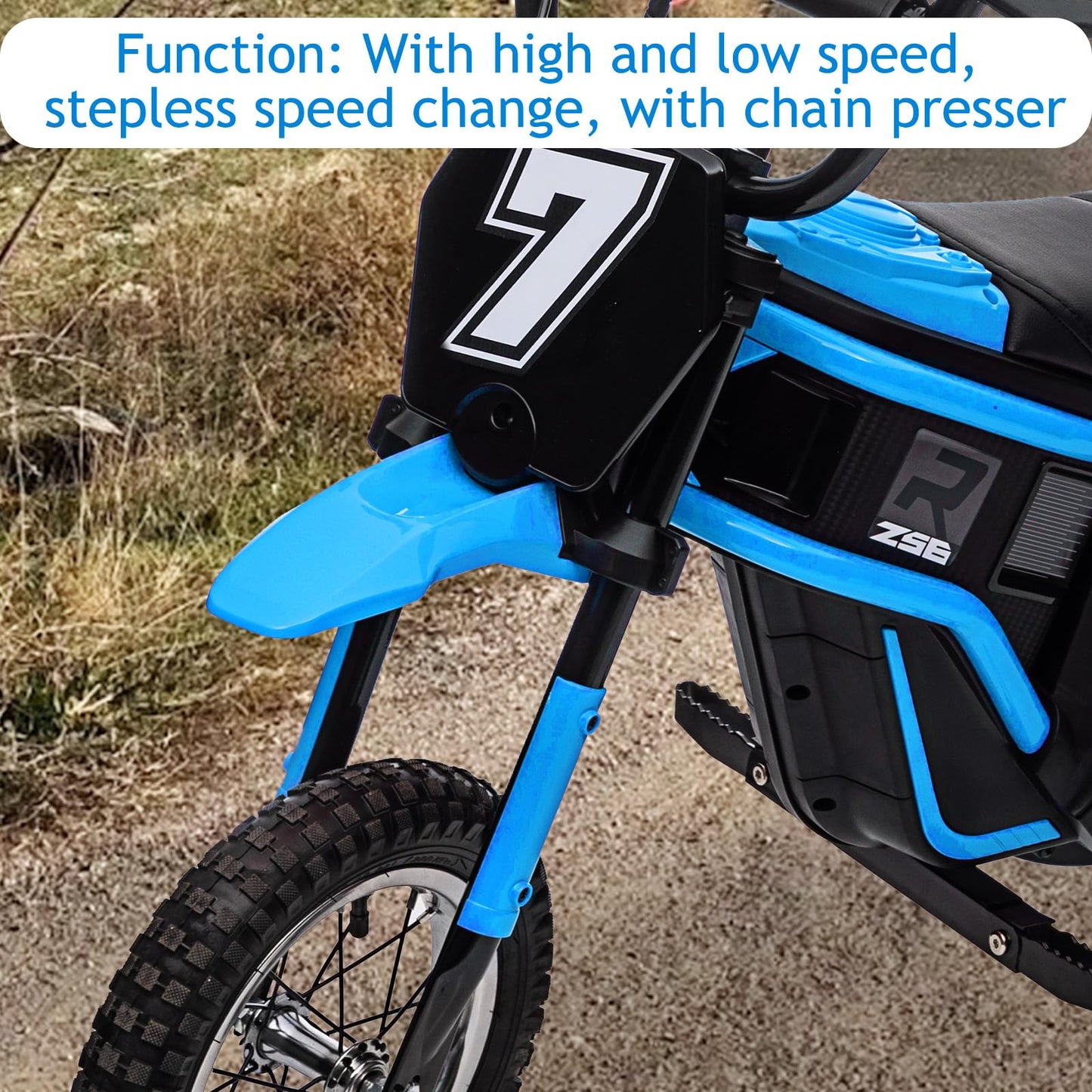 Garvee 24V Electric Dirt Bike for Kids 13+ Years Old, 350W Motor, 14.29 MPH, Dual Suspension, 2-Speed Modes, Max 135 LBS - Realistic Motorcycle Style with LED Lights & Music