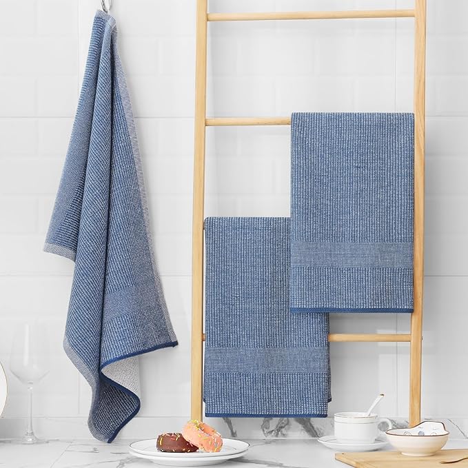 Homaxy Premium Kitchen Towels, Large Cotton Kitchen Hand Towels, Flat and Terry