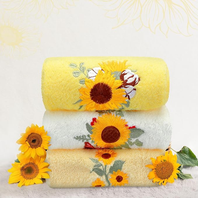 Sunflower Hand Towels Farmhouse Yellow Sunflower Bathroom Decor 14x29 Inch
