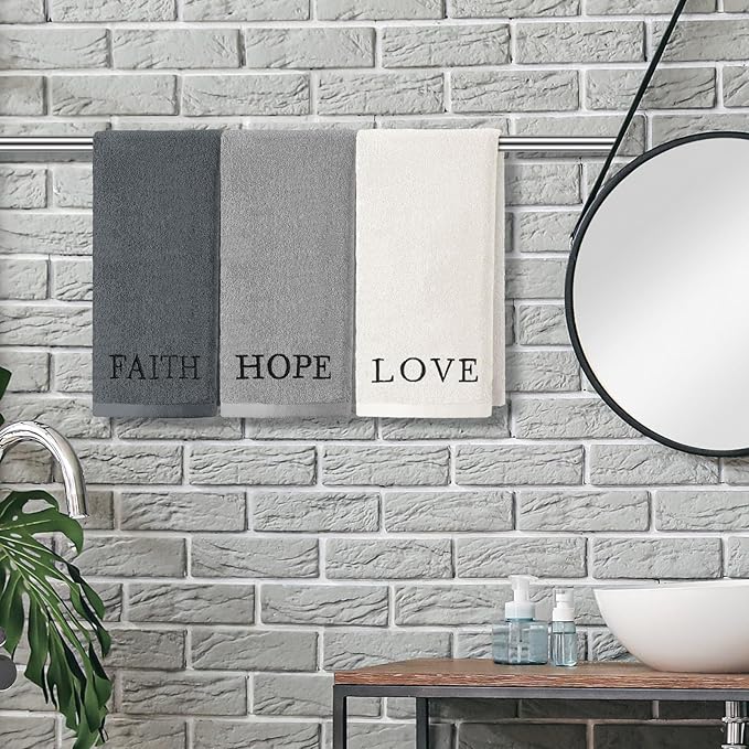 3 Pcs Faith Hope Love Farmhouse Decorative Hand Towels