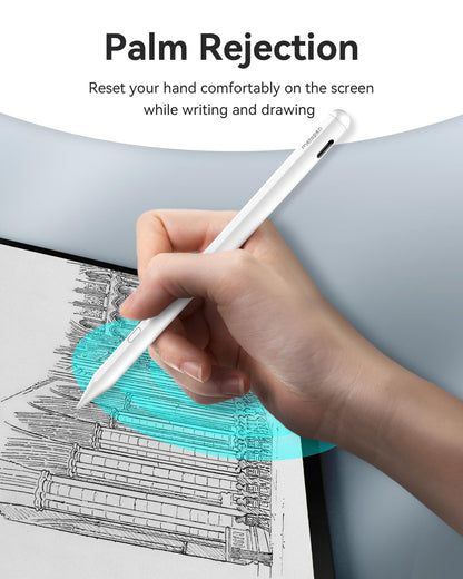 Metapen Pencil A11 for iPad 2018-2025, (Quick Button), 0.1mm Pixel Precise, 2X Faster Charge Stylus Pen Compatible Apple iPad 11 A16/10/9/8/7/6th Gen, Pro 12.9/11/13-inch M4, Air 3/4/5/M2/M3, Mini 5/6