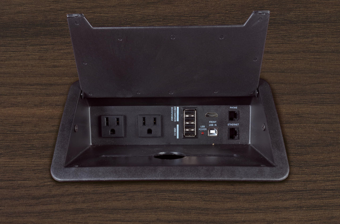 Romig Legacy 16 ft Racetrack Laminate Conference Table with 2 Charging Ports- Neo Walnut