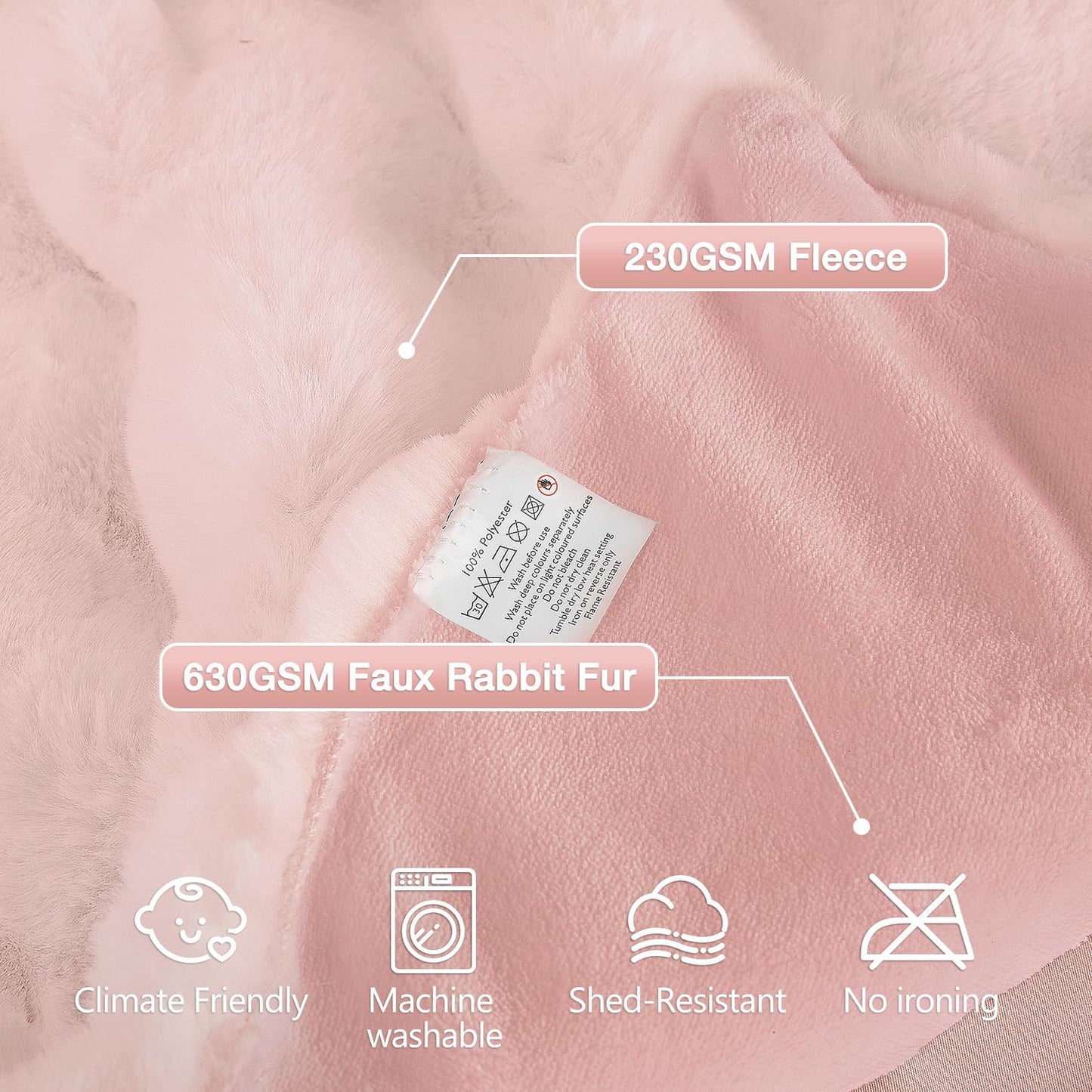 ORINOVA Pink Fluffy Double Sided Blanket for Couch Living Room Faux Fur 50x60 Fuzzy Throw No Shed Blanket for Bed Soft Furry Bed Cozy Comforter Home Decor Gifts 860 GSM