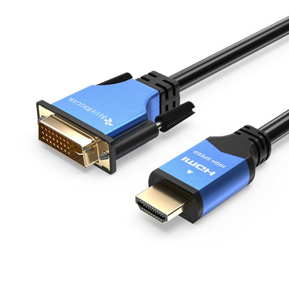 BlueRigger HDMI to DVI Cable 1M (High-Speed, Bi-Directional Adapter Male to Male, DVI-D 24+1, 1080p, Aluminum Shell) - Compatible with Raspberry Pi, Xbox One, PS5/PS4, Graphics Card