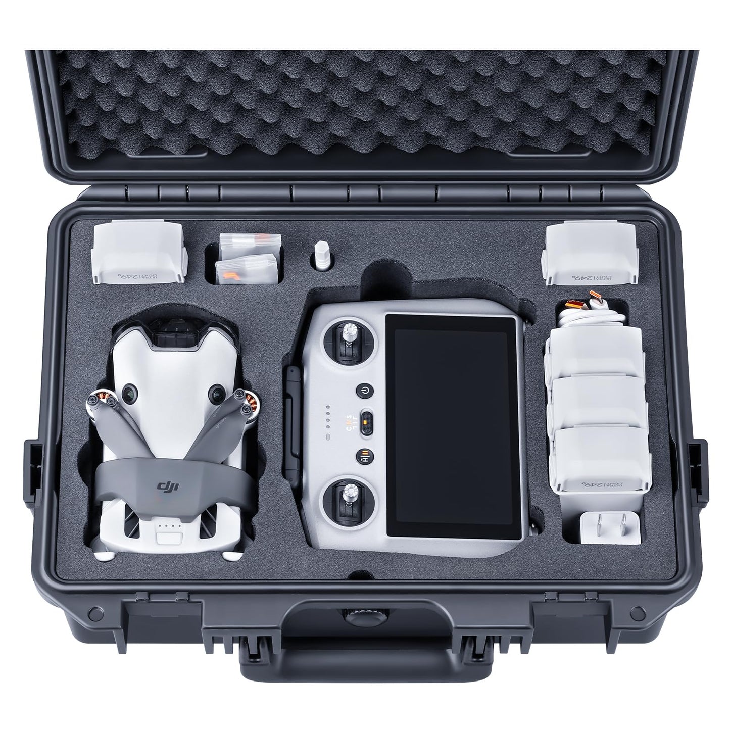 Lykus Titan MM410 Waterproof Hard Case for DJI Mini 4 Pro/Mini 3/ Pro and DJI RC 2/ RC/RC-N2, Support 7 Batteries and RC Lanyard [CASE ONLY]