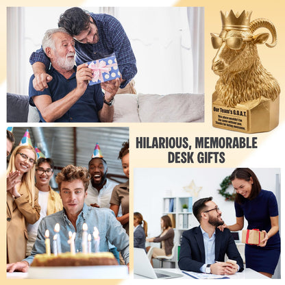 FRBFRB Staff Appreciation Gifts for Coworkers, Employees - Our Team's G.O.A.T. Gold Statue | Thank You Gifts for Women, Admin Professional Day, Work Bestie Farewell, Office Decor - 6.7"
