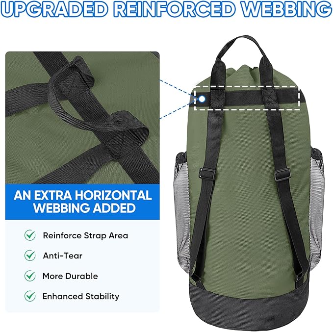 BALEINE 150L Laundry Bag Backpack, 900D Oxford Fabric Large Travel Laundry Bags