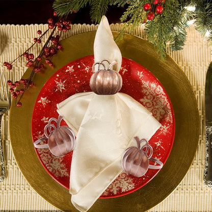 Halatool Set of 12 Thanksgiving Napkin Rings- Fall Harvest Pumpkin Napkin Holder, Alloy Dinner Tables Napkin Ring Decoration for Thanksgiving Halloween Weddings Holidays Gathering Party (Bronze)