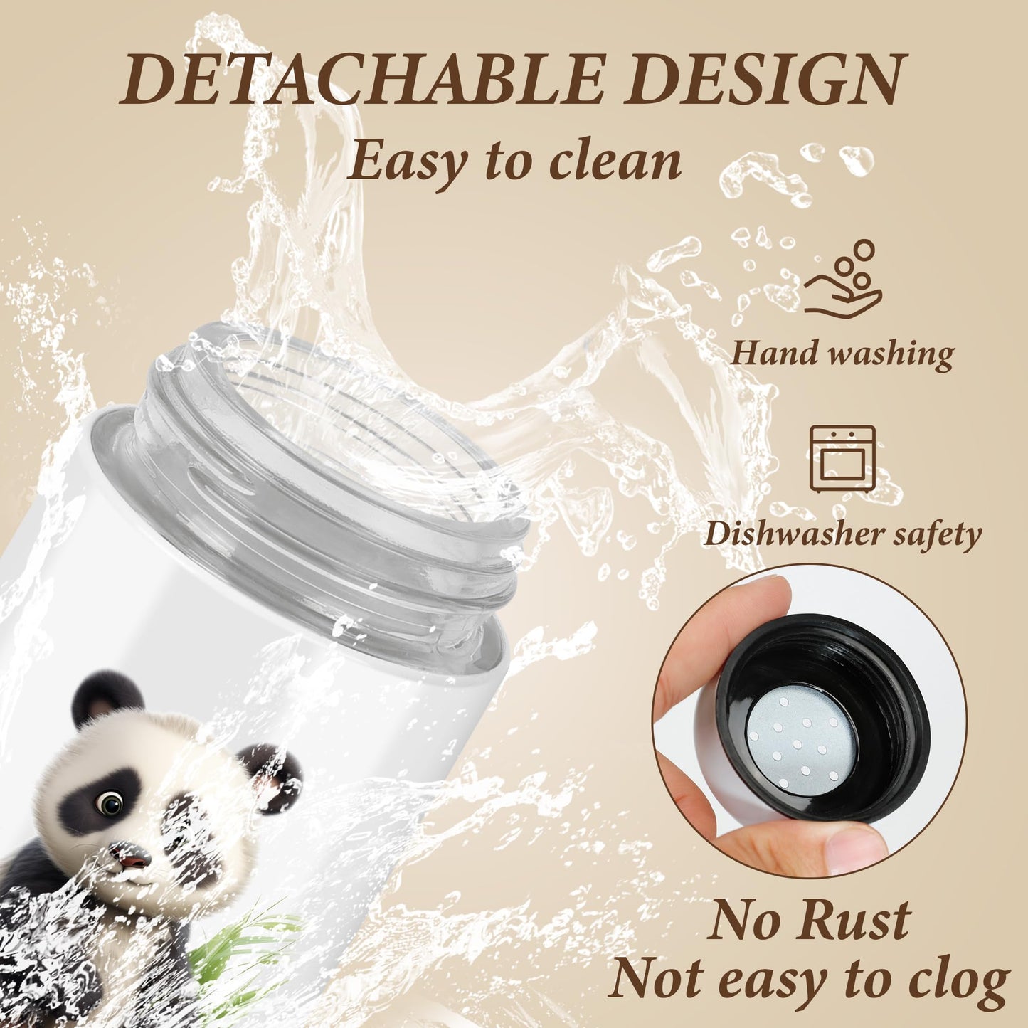 Panda Salt and Pepper Shakers Set,5 oz Glass Bottom Salt Pepper Shaker with Stainless Steel Lid Kitchen Decor and Accessories Refillable Design(Panda Sitting)