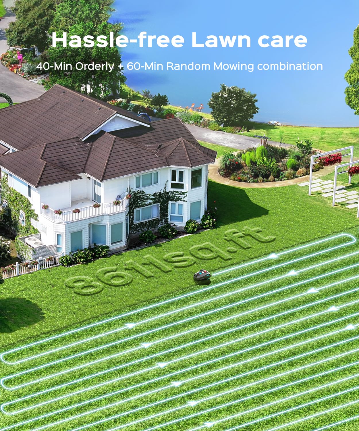 YARDCARE 2026 New M800Plus Robot Lawn Mower, GPS & 3D Vision, with 32.8 ft Magnetic Stripe, Obstacle Avoidance, Auto-Charging, APP Control, Bow-Shaped Mowing for Lawns up to 8611 sq.ft (Dark Black)