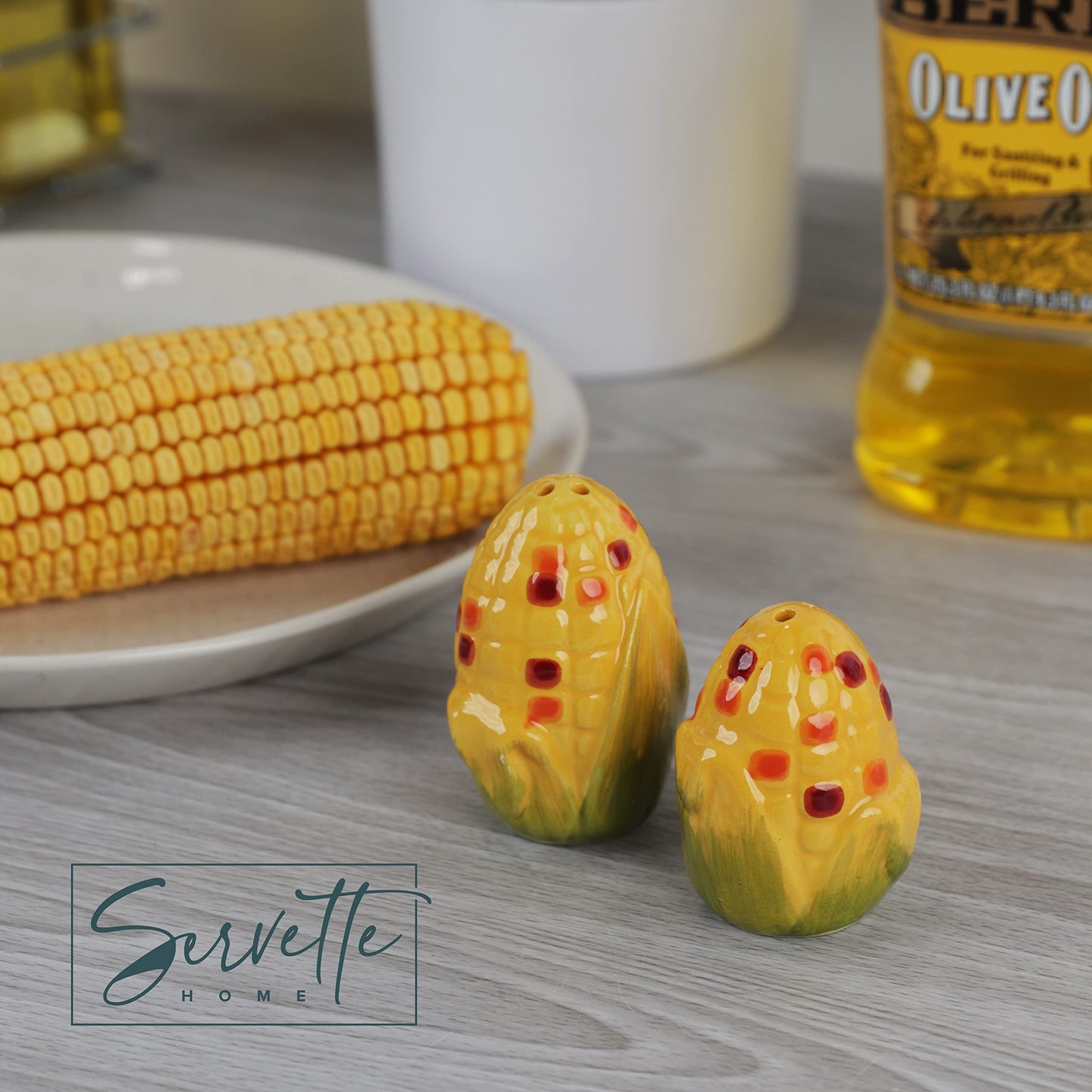 Novelty Ceramic Vegetable Salt and Pepper Shakers Set - Indian Corn