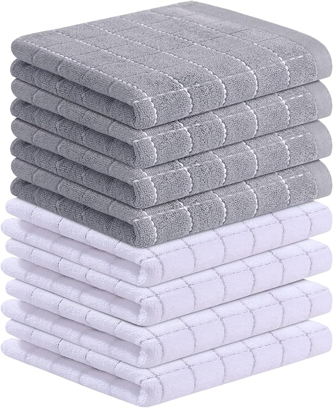 Homaxy 100% Cotton Terry Kitchen Towels, Checkered Designed, Soft and Super