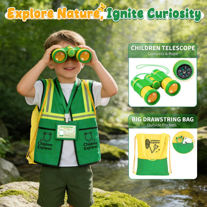 Toycost Kids Explorer Kit & Bug Catcher Kit with Vest, Carry Bag, Binoculars,Observation Jar, Butterfly Net, Magnifying Glass, Outdoor Nature Exploration STEM Toys Camping Gift for Boys Girls Ages 3-7