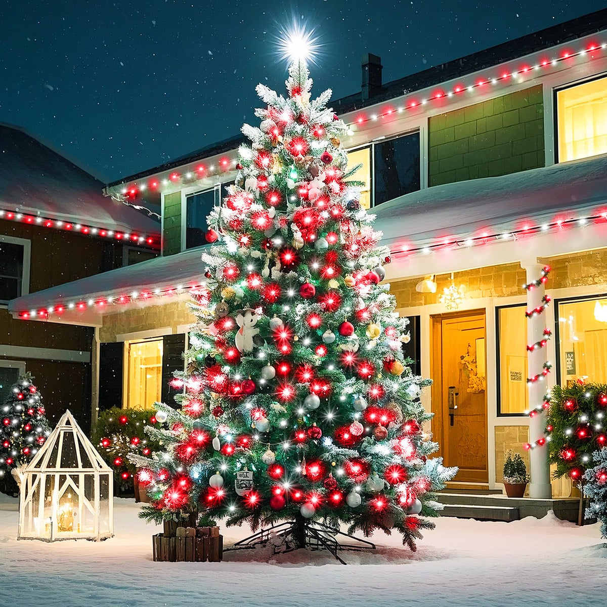 KNONEW 403ft 1000 LED Christmas String Lights Outdoor 8 Modes & Timer Fairy Light Plug in Waterproof for Xmas Yard Tree Wedding Party Holiday Decorations (Red and White)