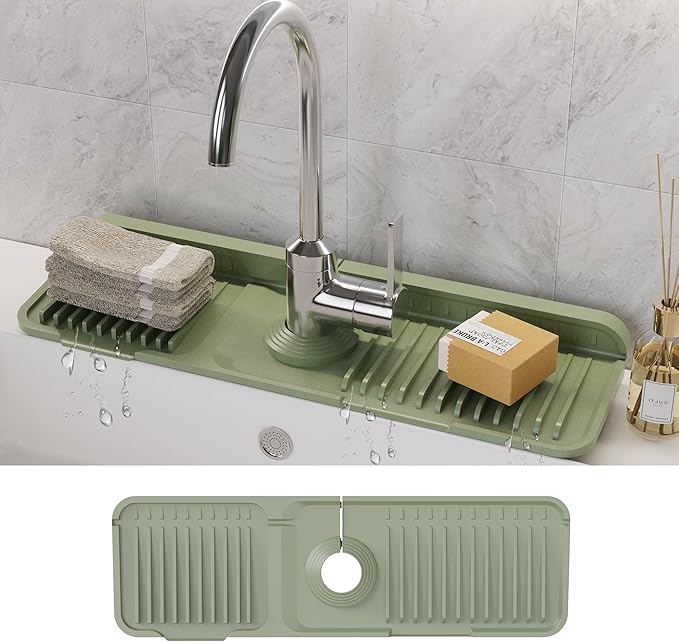 WAFT YEARN 17X5 Inch Silicone Durable Faucet Mat Kitchen Sink Splash Guard