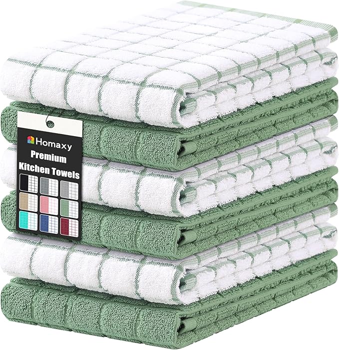 Homaxy Premium Cotton Kitchen Towels 16"x 28", Large Natural Ring Spun 390 GSM