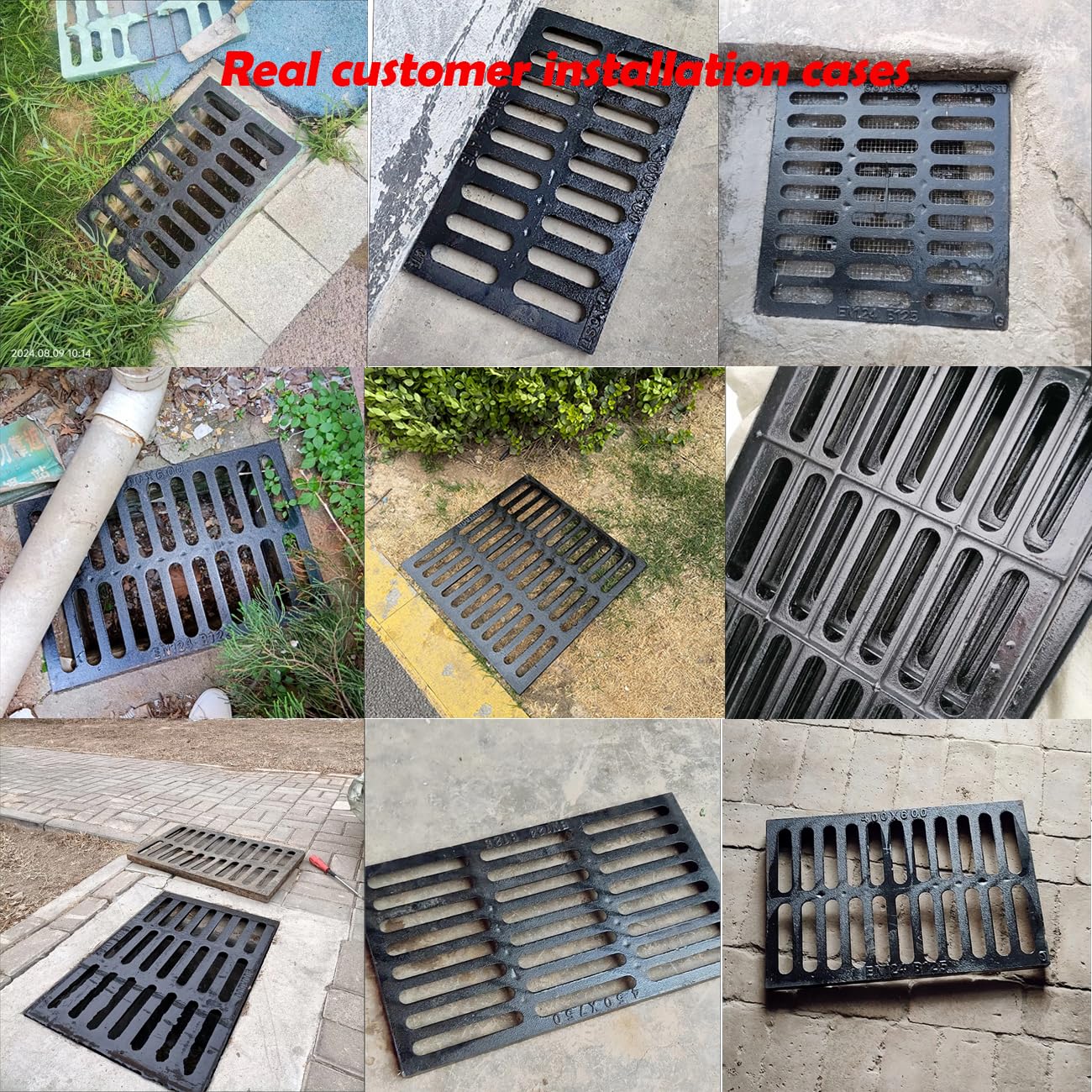 Cast Iron Drain Grate, 28 * 28in Outdoor Drain Cover, Heavy Duty B125 Class Channel Grate, Black Square Drainage Grate, Metal Sewer Grate for Concrete Floor, Yard, Driveway & Garage.