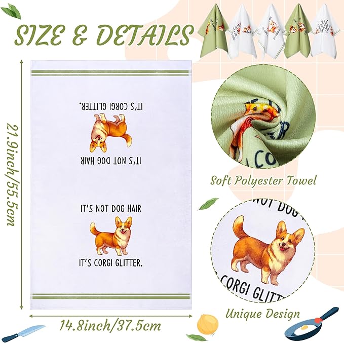 R Horse Funny Corgi Kitchen Dish Towels
