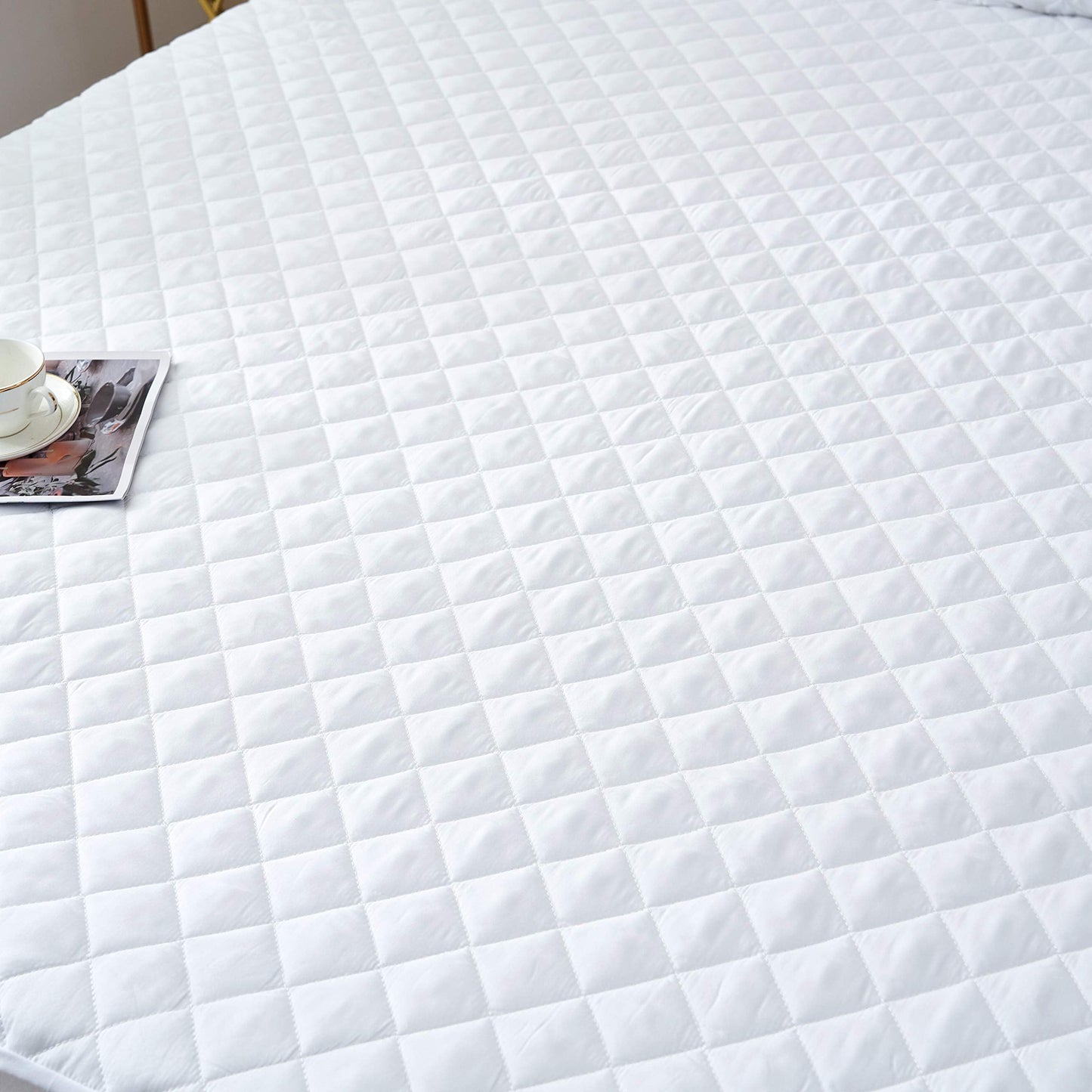 Elif Home Goods California King Waterproof Mattress Protector, Quilted Cooling Fitted Bed Mattress Cover Pad, 13"-15" Deep Pocket, Soft and Noiseless Machine Washable, Vinyl Free