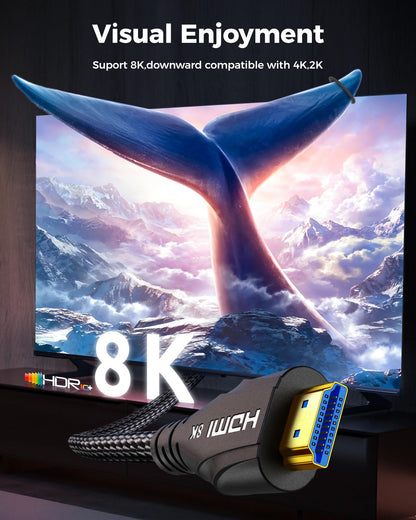 Cratree HDMI Cable 5M,8K High Speed HDMI Cable Long,4K 120hz 8K 60hz 10K 48Gbps,HDCP 2.3 Dolby Atmos Vision eARC Compatible with HDTV PS5 Xbox Blu-ray Monitor Laptop