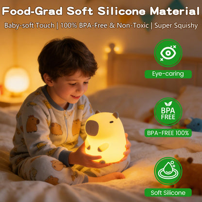 FAMIDUO Capybara Night Light for Kids,Safe Squishy Silicone Nursery Light with Timer,Dimmable & Rechargeable Touch Bedside Lamp, Cute Capybara Gifts for Boys Girls Toddlers, Baby & Kids Room Decor
