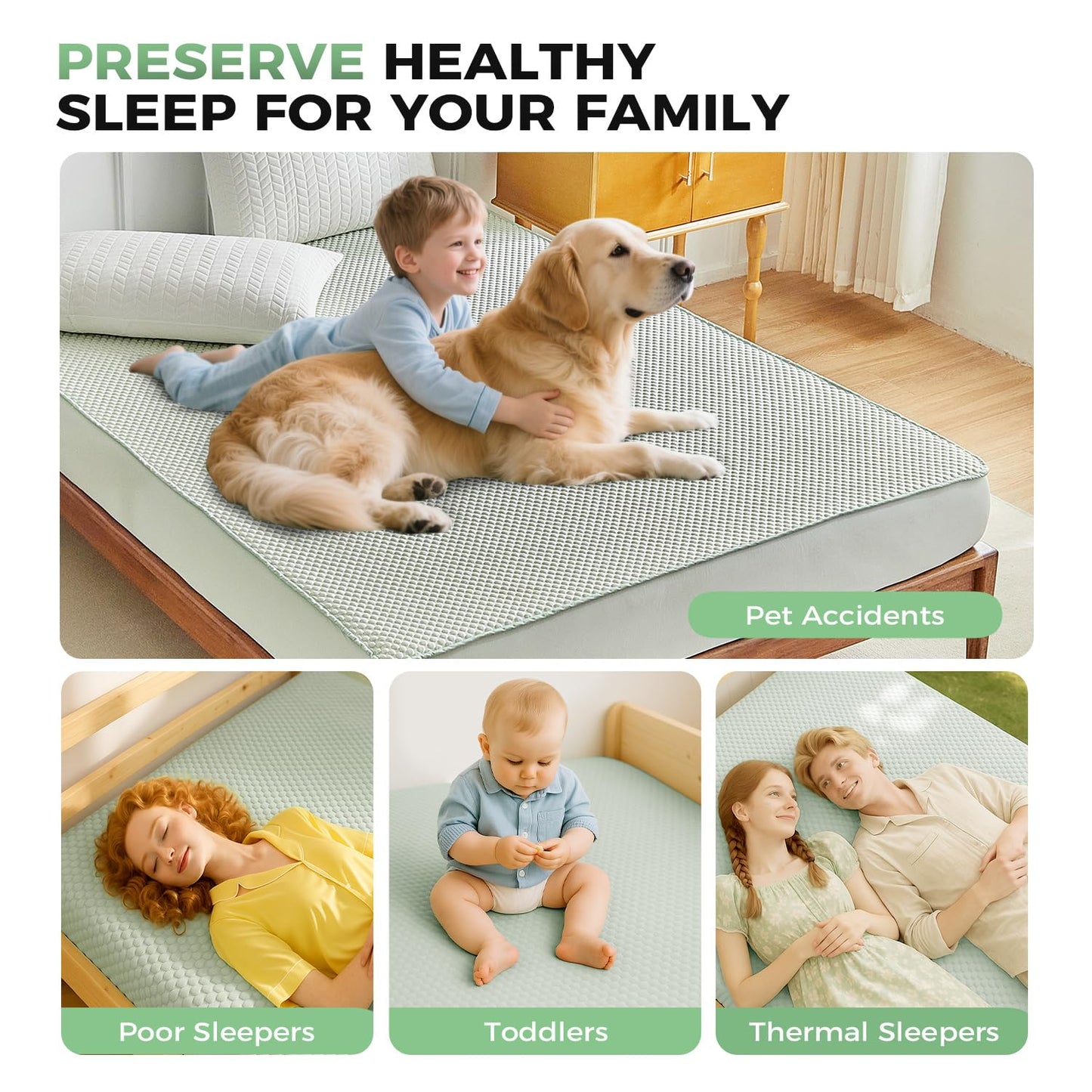 Tokokimo Cooling Mattress Protector - King Size Cooling Waterproof Mattress Protector, 3D Air Fabric Cooling Breathable Mattress Protector, Cooling Mattress Cover for 8"-16" Deep Pocket