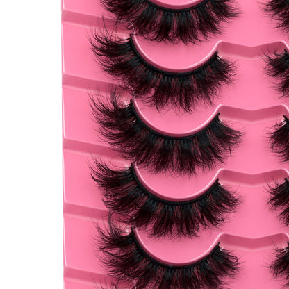 Mink Lashes 8D False Eyelashes Wispy Eye Lashes Cat-Eye Long 18 MM Dramatic FANXITON 7 Pairs Pack Volume Thick Faux Mink Lashes Multipack
