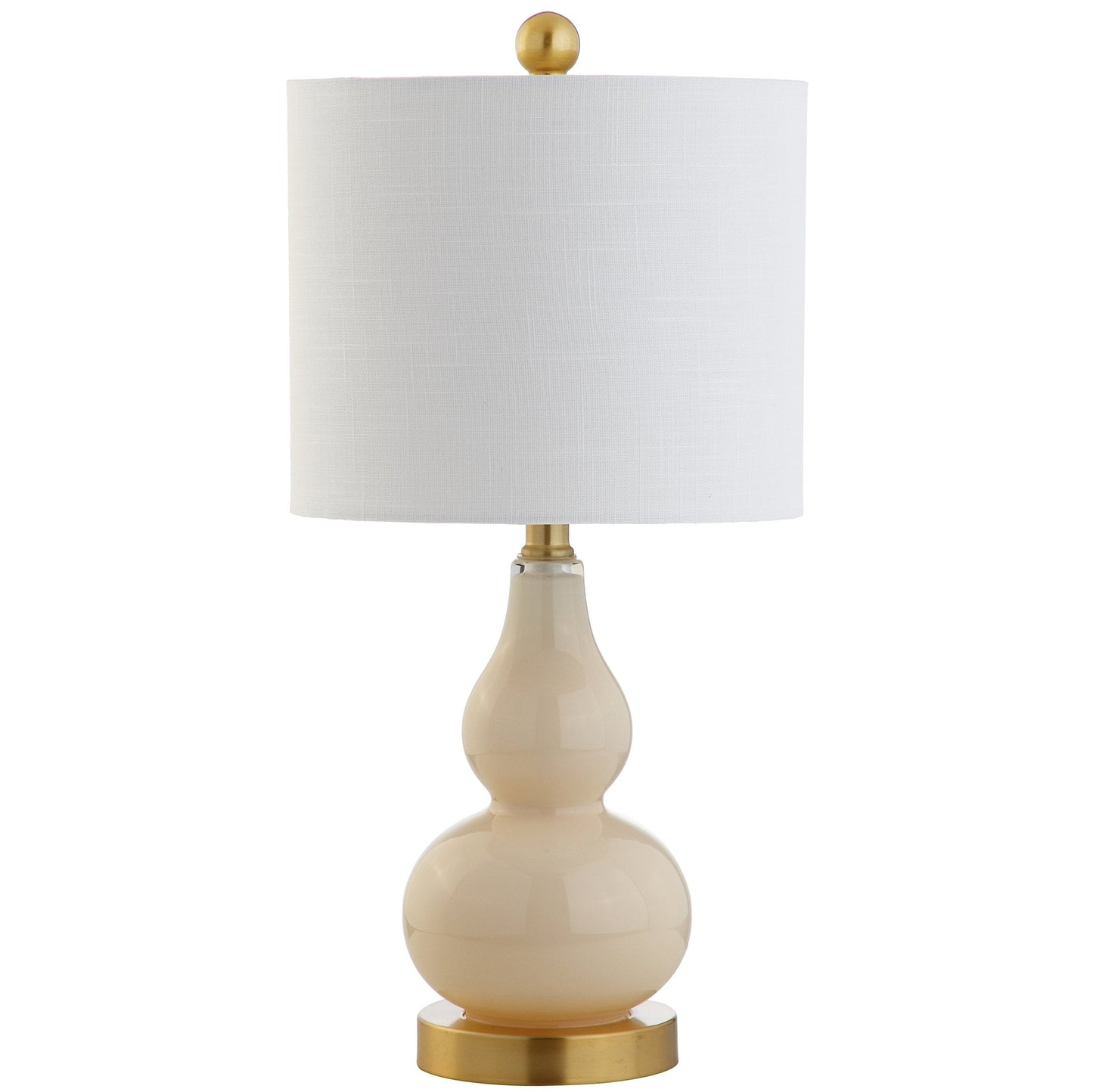 JONATHAN Y 20.5" Ivory Glass Table Lamp, Modern Gourd Bedside Nightstand Lamp for Bedroom, Living Room, White Linen Shade, LED Bulb Included (JYL1028B)