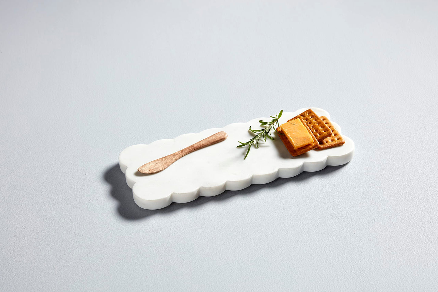 Mud Pie Scallop Marble Board Set, White, 12" x 5"