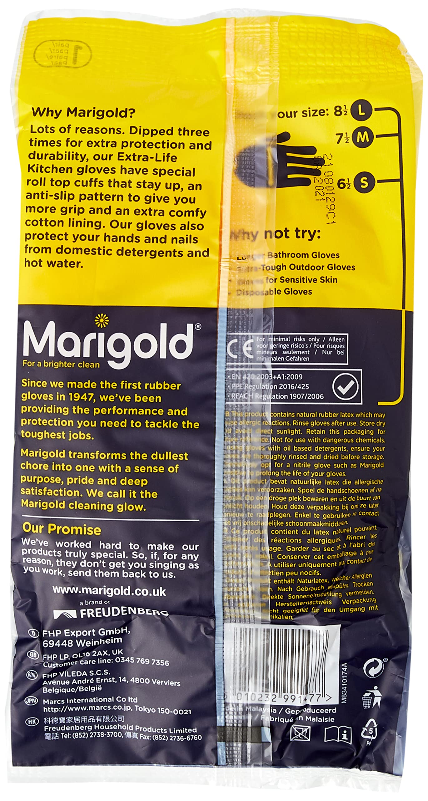 Marigold GLOVES KITCHEN MEDIUM MEDIUM | 6 PACK BUNDLE,Yellow & Unigloves Black Pearl Nitrile Examination Gloves - Multipurpose