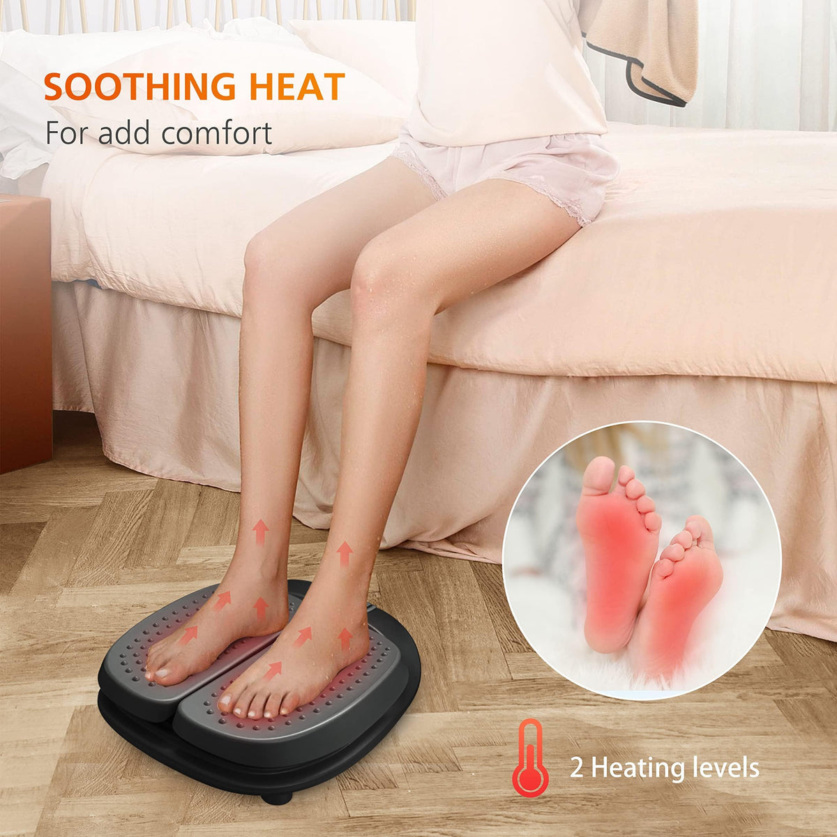 Snailax Foot Massager Machine with Heat,Remote Control, FSA HSA Eligible, Adjustable Vibration Feet Massager Machine Increased Blood Circulation,Plantar Fasciitis, Stress (Black)