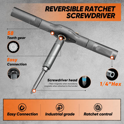 Saker 42 in 1 Magnetic Screwdriver Set, Multi Bit Free Combination Ratchet Screwdriver Set Portable Repair Tool Kit for Gifts, Furniture, Computer, Bicycle and DIY Grey