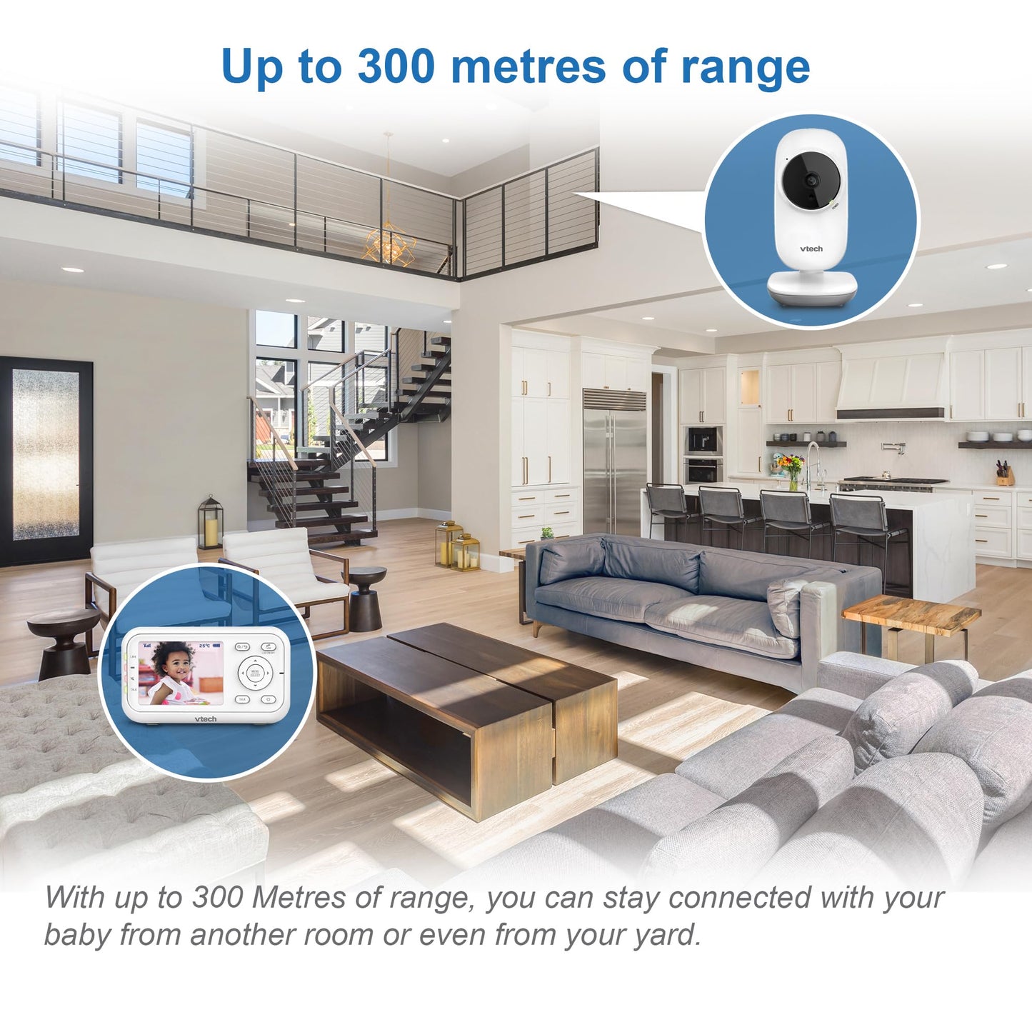 VTech VM3250 Video Baby Monitor with Camera,300m Long Range, Baby Monitor with 2.8" LCD Screen,Up to 19-hr Video Streaming,Night Vision,Secured Transmission,Temperature Sensor,Soothing Sounds,2X Zoom