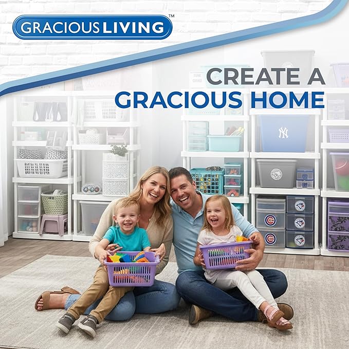Gracious Living 4 Shelf Knect-A-Shelf Ventilated Light Duty Storage Home Organizer with Adjustable Shelves for Garage, Basement, and Laundry, White
