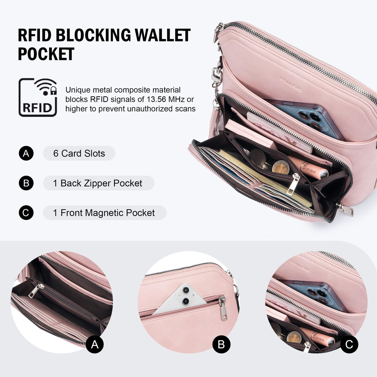 Roulens Crossbody Purse for Women,Lightweight Medium Crossbody Bag Soft Leather Women's Shoulder Handbags with Tassel