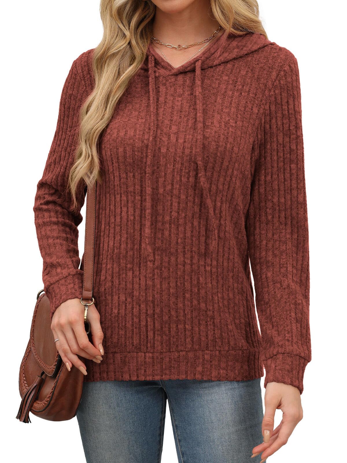 Womens Sweaters Early Fall Fashion Clothing 2025 Long Sleeve Shirts for Women Blouses Dressy Casual Hoodies Cute Tops Trendy Sweatshirts Christmas Holiday Halloween Outfits Winter Clothes Caramel L