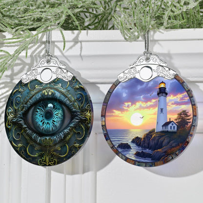 3" Stained Glass Christmas Decoration, Christmas Ornaments, Heirloom Keepsake, Gift Exchange, Gift Idea, Bauble Present - Mystical Eye