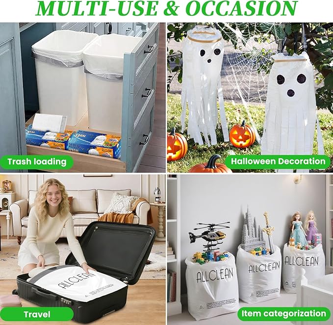 Trash Bags 13 Gallon Tall Kitchen Drawstring Garbage Bags, Fit 13 Gal Bins