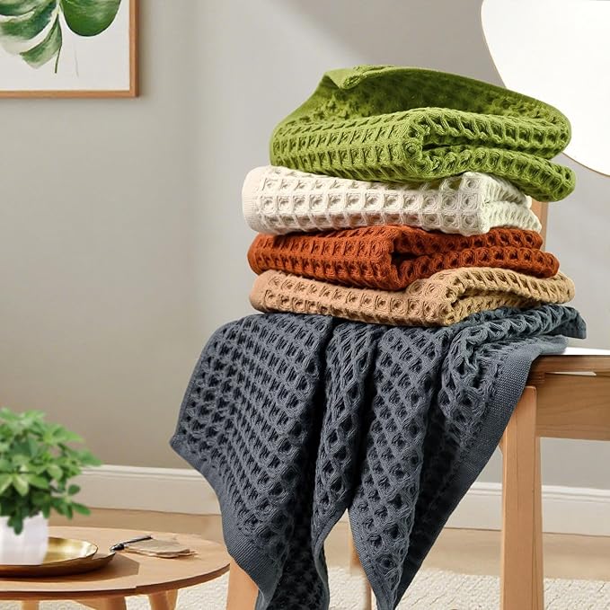 Jacquotha Waffle Hand Towel Set – Cotton Soft Lint-Free Quick Drying Towels
