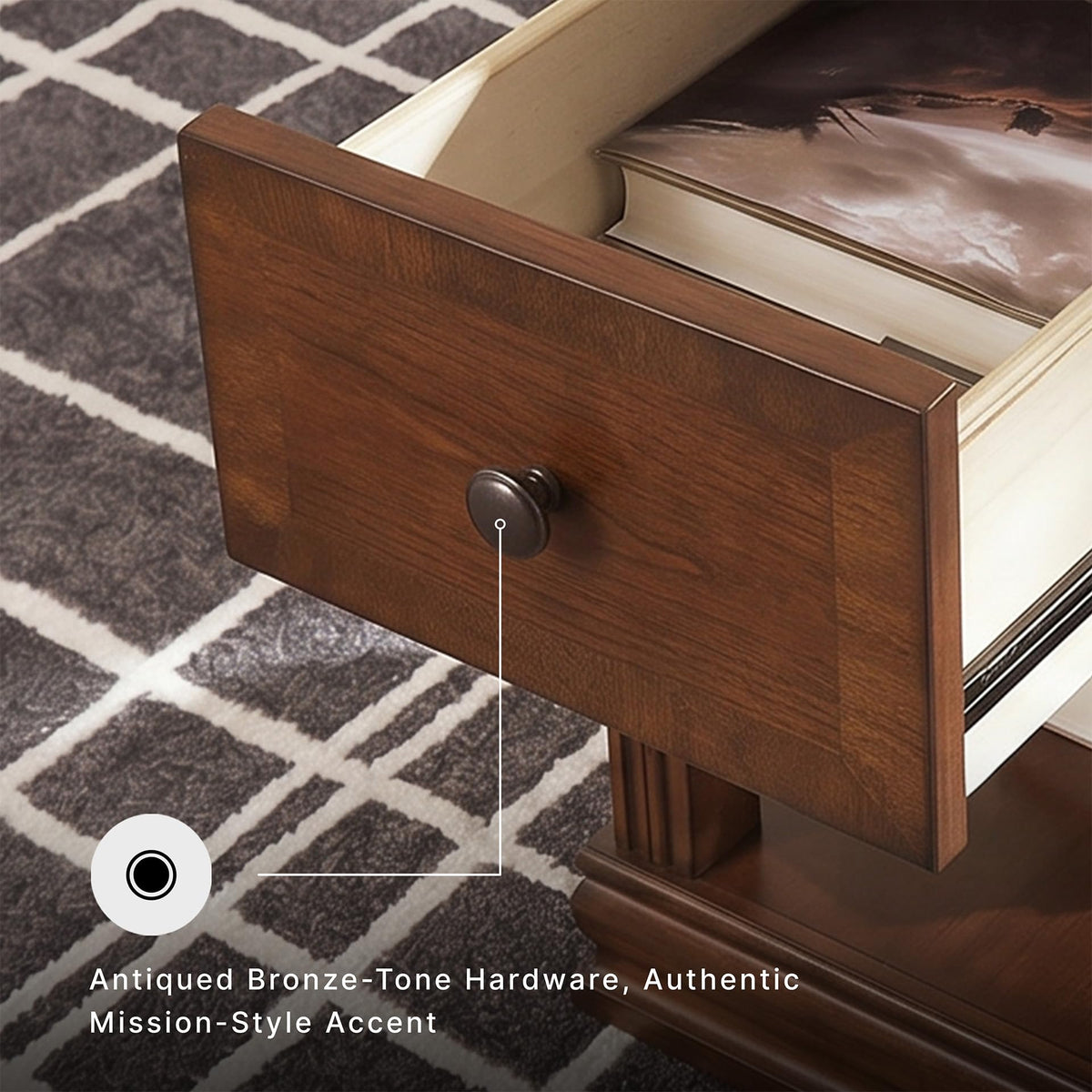 Signature Design by Ashley Breegin Chair Side End Table, 1 Drawer, 1 Fixed Shelf, Veneers, Wood, 13.13" W x 22.13" D x 23" H, Brown