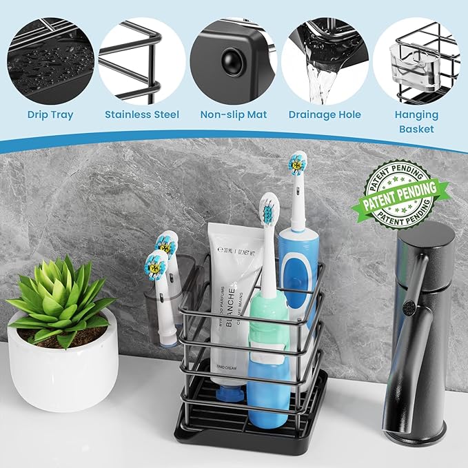 Toothbrush Holders for Bathrooms, Stainless Steel Toothbrush and Toothpaste