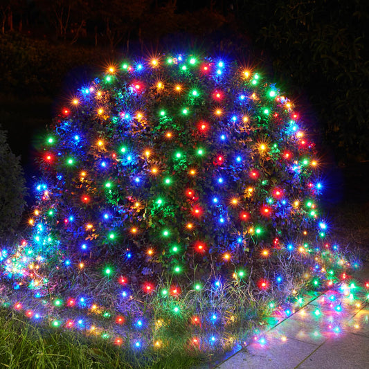 BlcTec Christmas Net Lights, 360 LED 9.8ft x 6.6ft Outdoor Christmas Lights with 8 Modes, UL Certified, Timer, Connectable, Waterproof for Bushes, Trees, Shrubs Yard Outdoor Xmas Decor, Multicolor