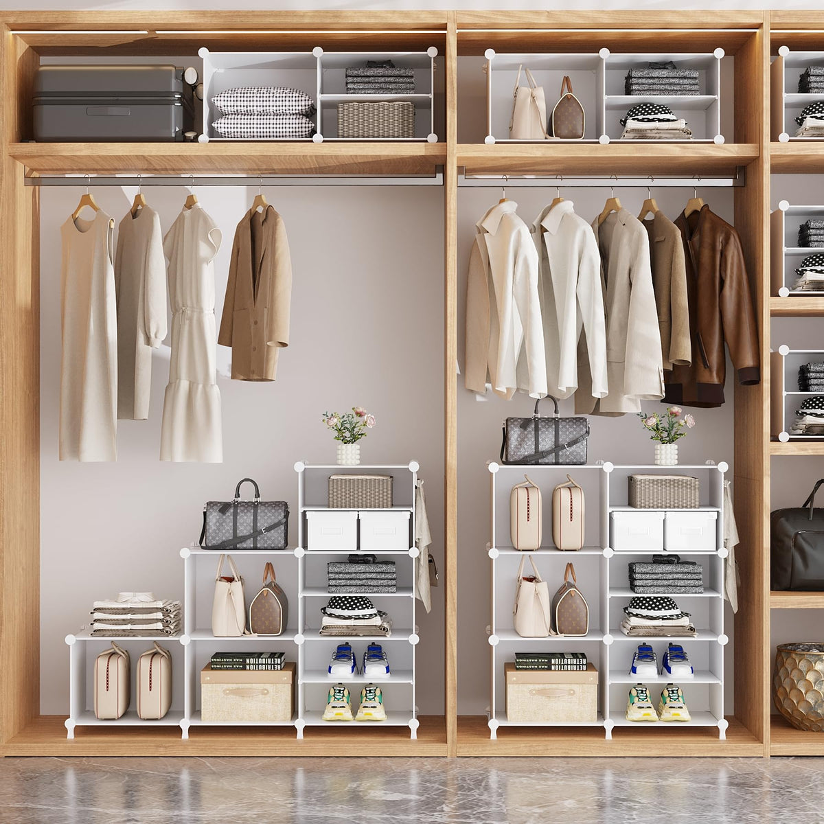 AWTATOS 6 Cube Closet Organizer Storage Shelves Portable Clothes Organizers and Storage Stackable Cubby Shelving for Closet Bedroom Living Room Office White