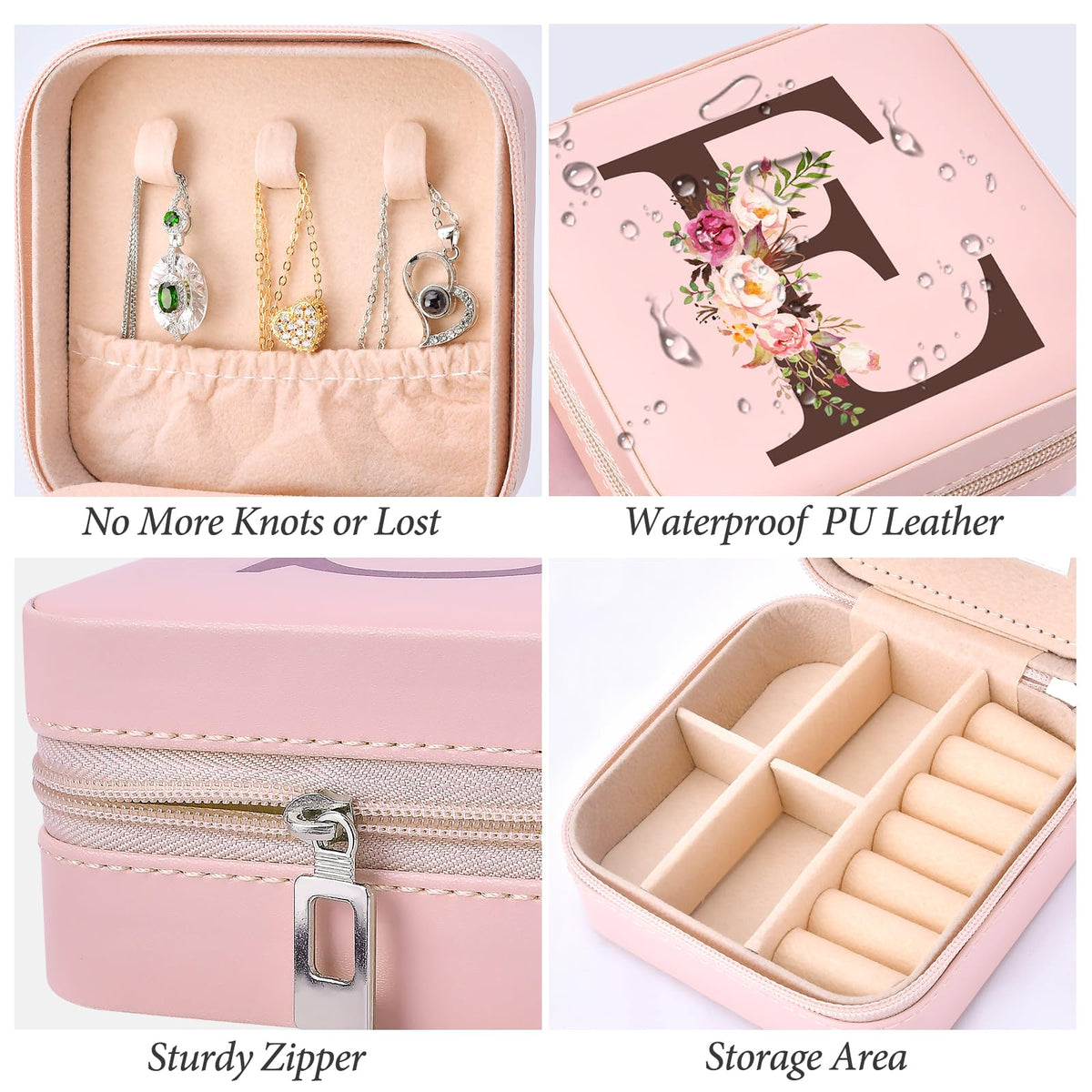 Inngeroo Mothers Day Mom Gifts from Daughter Son, Travel Jewelry Case Box Organizer Personalized Gifts for Mom Wife Women, Gift for Friend Sister Grandma Aunt, pink